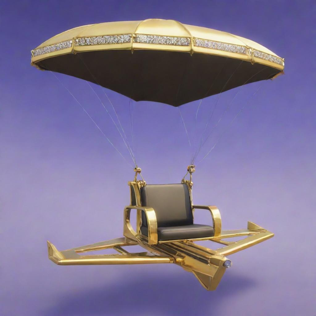 A Fortnite glider epitomising opulence using gold and diamond accents, representing a value of 1 million dollars.