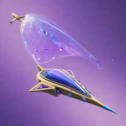 An unimaginably extravagant Fortnite glider, symbolizing a 1 sextillion dollar value, with ethereal materials, cosmic gems, and interstellar technology.