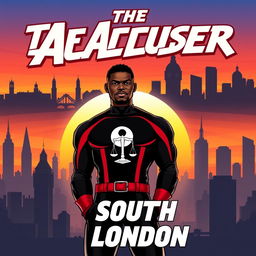 Front cover of a comic book featuring a Black hero named The Accuser from South London