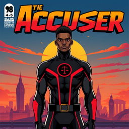 Front cover of a comic book featuring a Black hero named The Accuser from South London