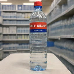 A bottle of premium quality water with a price tag indicating it's worth one dollar