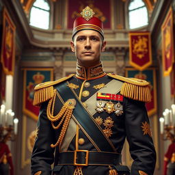 A distinguished lieutenant of the royal guard, standing proudly with an air of respect and authority