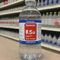 A bottle of premium quality water with a price tag indicating it's worth one dollar