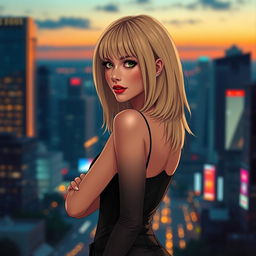 Cover art for the Telegram channel "Bad Pumpkin" featuring an alluring girl with shoulder-length beige hair and no bangs