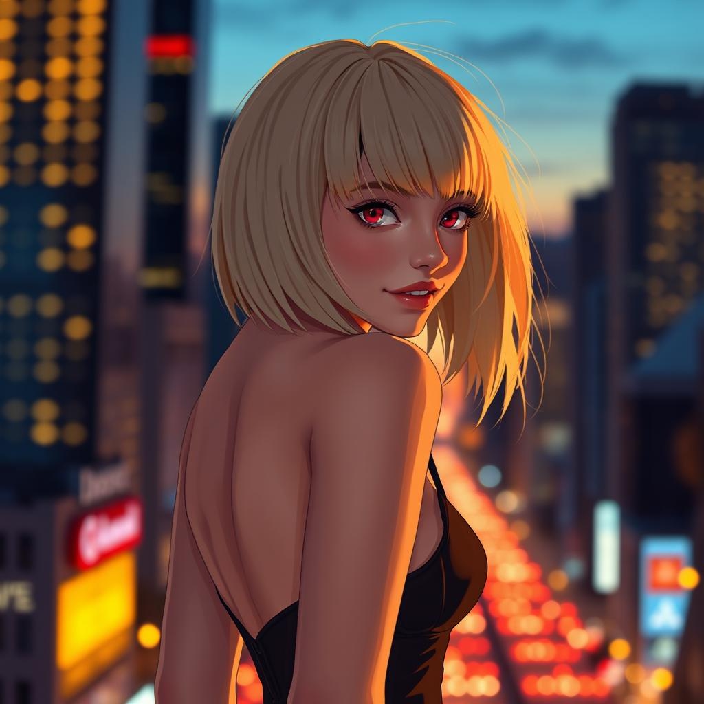 Cover art for the Telegram channel "Bad Pumpkin" featuring an alluring girl with shoulder-length beige hair and no bangs