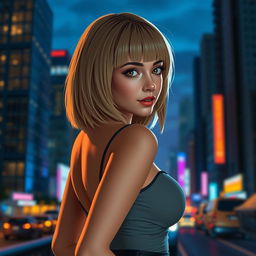 Cover art for the Telegram channel "Bad Pumpkin" featuring an alluring girl with shoulder-length beige hair and no bangs