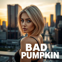 Cover art for the Telegram channel "Bad Pumpkin" featuring a captivating girl with shoulder-length blond hair