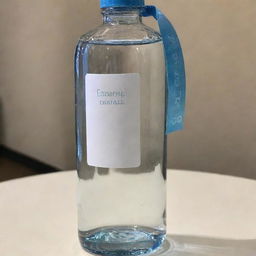 A luxury, high-end bottle of water with a price tag indicating it's worth ten dollars