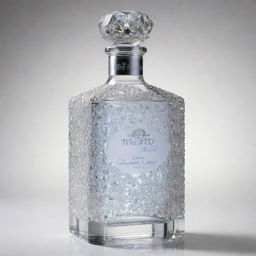 A diamond-encrusted, elegant bottle of the finest water with a luxurious price tag displaying its worth: a thousand dollars