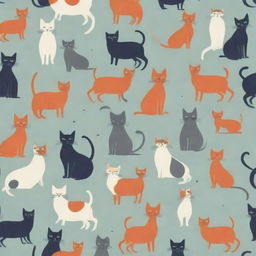 A charming pattern filled with playful, variously posed cats