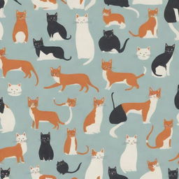 A charming pattern filled with playful, variously posed cats