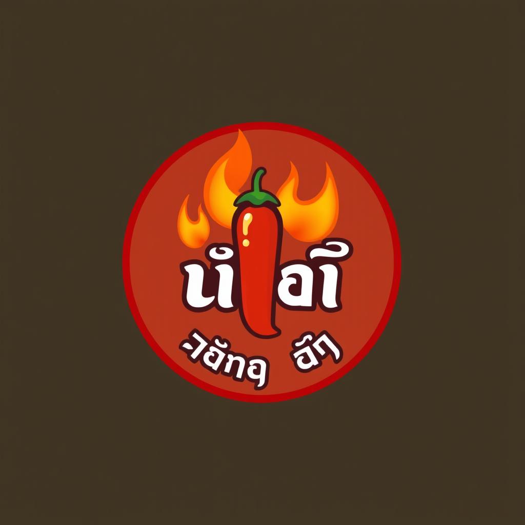 A circular logo design featuring the spicy fry known as စပ်စပ်လေး ငရုတ်သီးကြော်