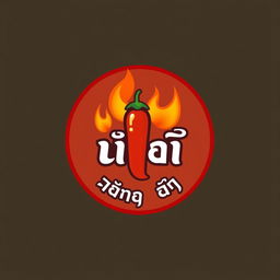 A circular logo design featuring the spicy fry known as စပ်စပ်လေး ငရုတ်သီးကြော်