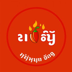 A circular logo design featuring the spicy fry known as စပ်စပ်လေး ငရုတ်သီးကြော်