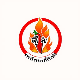 A circular logo design featuring the spicy fry known as စပ်စပ်လေး ငရုတ်သီးကြော်