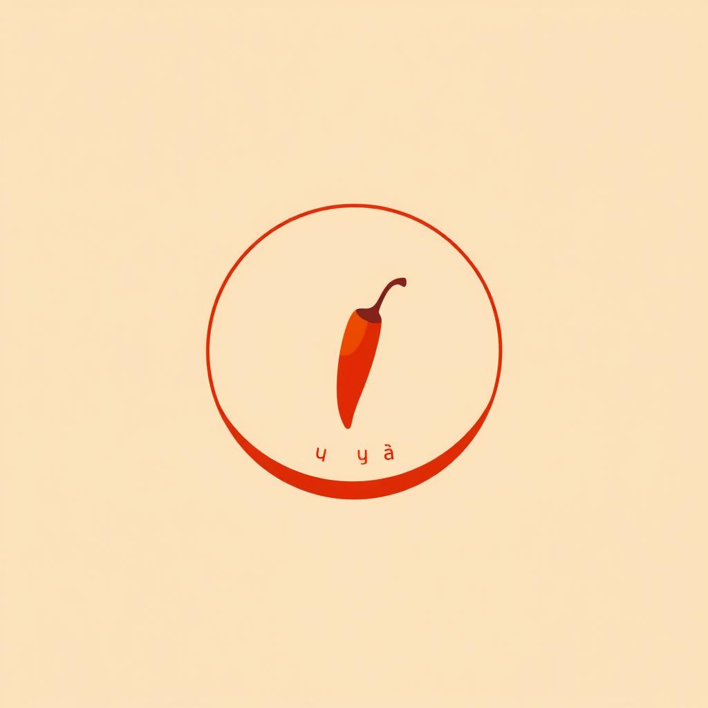 A circular logo design featuring the spicy fry known as စပ်စပ်လေး ငရုတ်သီးကြော် with a minimalistic theme