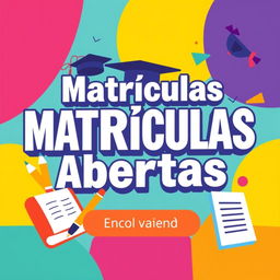 A vibrant and eye-catching poster with the words 'Matrículas Abiertas' prominently displayed