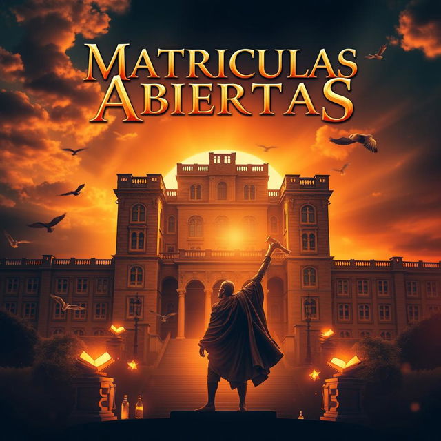 An epic movie poster for the film titled 'Matriculas Abiertas'