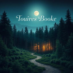 A captivating book cover design featuring a serene forest landscape at dusk