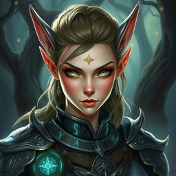 A fantasy character portrait inspired by Dungeons and Dragons, featuring a mysterious and captivating face