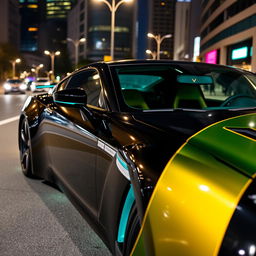 A Vaydor G35 luxurious sports car adorned with a striking green gold stripe running along its sleek body