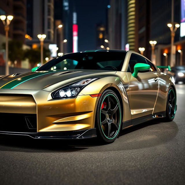 A Vaydor G35 luxurious sports car adorned with a striking green gold stripe running along its sleek body