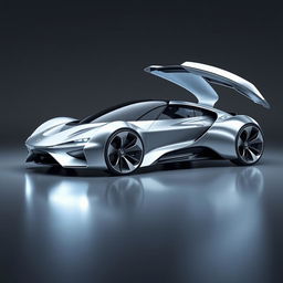 A sleek, futuristic car with a streamlined aerodynamic design