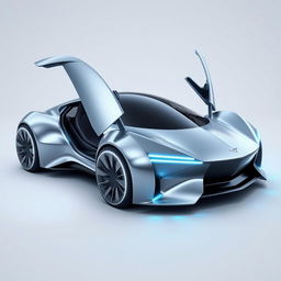 A sleek, futuristic car with a streamlined aerodynamic design