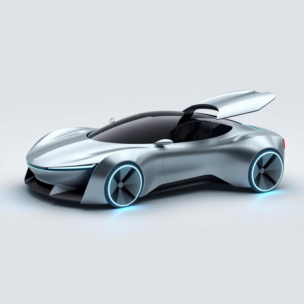 A sleek, futuristic car with a streamlined aerodynamic design