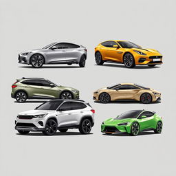 Creation of an automobile range featuring a collection of cars with diverse styles and features