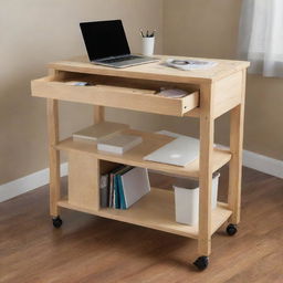 A compact, transformable table designed for creative and repair work. It saves space and consolidates all crafting materials into one, convenient location. This versatile work station can fit in any room.