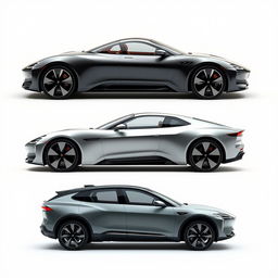 Creation of an automobile range featuring a luxury sedan, a luxury sports coupe, and a luxury SUV, all 100% electric