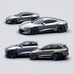 Creation of an automobile range featuring a luxury sedan, a luxury sports coupe, and a luxury SUV, all 100% electric