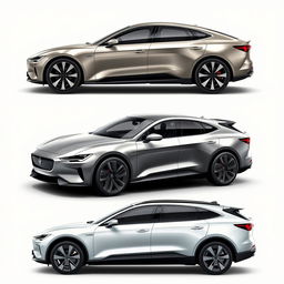 Creation of an automobile range featuring a luxury sedan, a luxury sports coupe, and a luxury SUV, all 100% electric