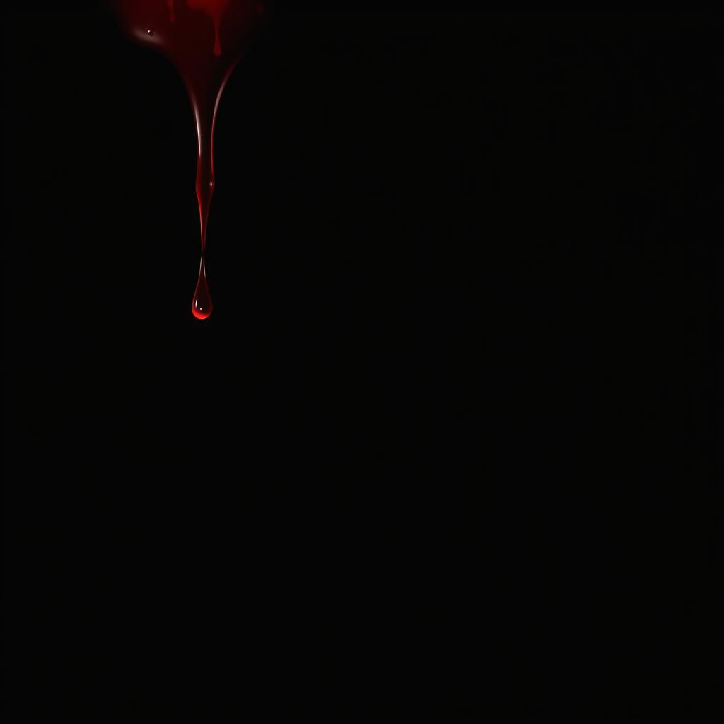 dark red poison dripping from the top left corner onto a black background, capturing the sinister allure of the scene with vivid, gleaming drops and a shadowy atmosphere