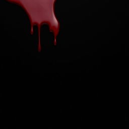 matte dark red poison dripping from the top left corner onto a black background, creating an eerie and ominous effect with a non-reflective, silky texture