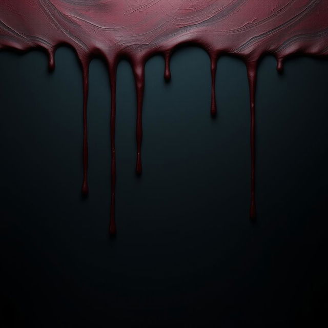 matte dark red poison dripping down, covering half the screen with a velvety, non-reflective texture, creating a suspenseful and ominous visual