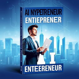 A dynamic book cover design for "AI Entrepreneur", a guide for aspiring entrepreneurs looking to leverage artificial intelligence in their online business ventures