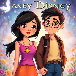 An animated Disney-style book cover featuring a teenage girl with shoulder-length black hair, light brown skin, small slightly slanted eyes, and beautiful lips