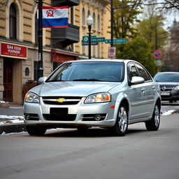 A 2009 Chevrolet Lacetti parked on the streets of Russia