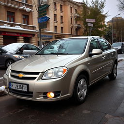 A 2009 Chevrolet Lacetti parked on the streets of Russia