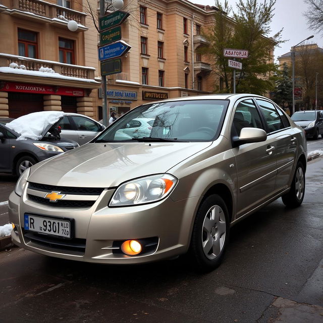 A 2009 Chevrolet Lacetti parked on the streets of Russia