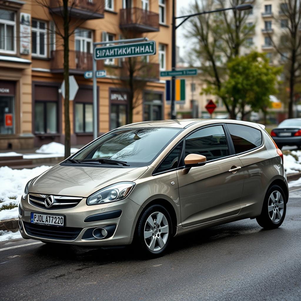 A three-door hatchback named Stern Attack 20 from the year 2009, parked on the streets of Russia