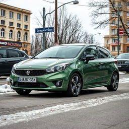 A three-door hatchback named Stern Attack 20 from the year 2009, parked on the streets of Russia