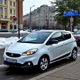 A three-door hatchback named Stern Attack 20 from the year 2009, parked on the streets of Russia