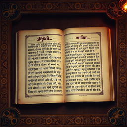 A beautifully illuminated ancient text of the Atharva Veda, surrounded by intricate traditional Indian patterns and designs