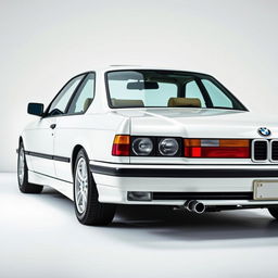 A classic vintage car showcasing a BMW E36 model, beautifully lit in a studio setting