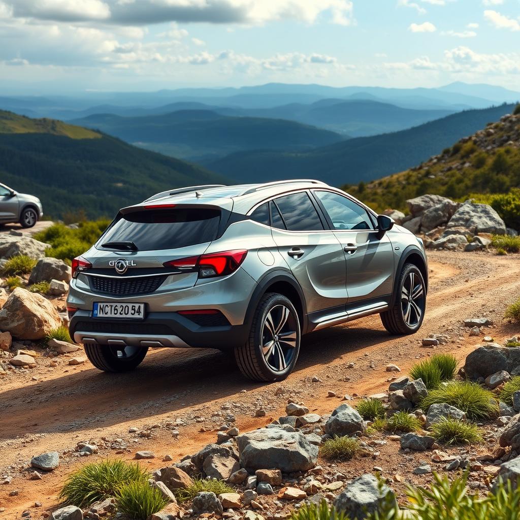 Opel Astra all-road edition driving through a rugged terrain, capturing its robust off-road capabilities and modern design