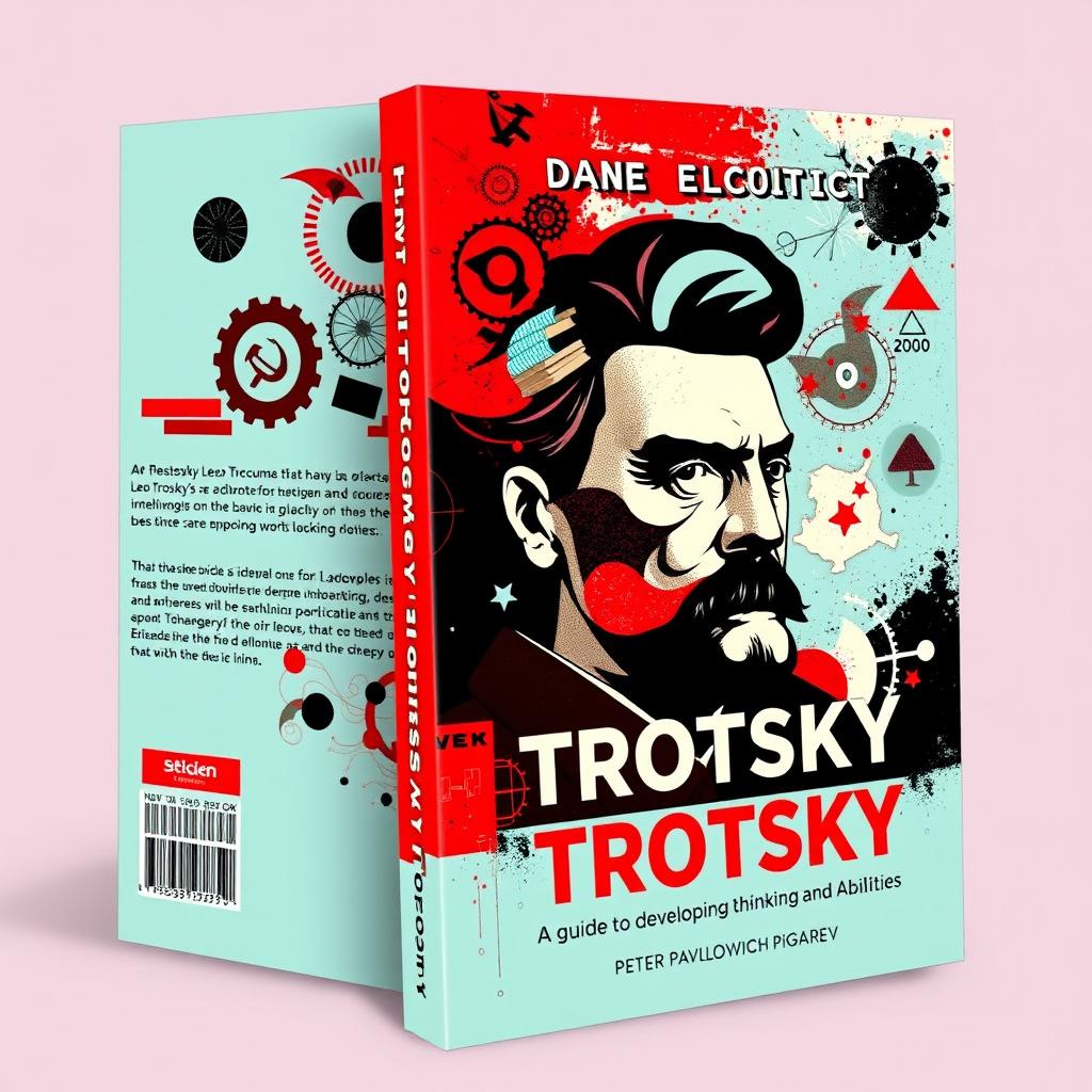 A visually striking book cover for "How to Become Leo Trotsky: A Guide to Developing Thinking and Abilities" by Peter Pavlovich Pigarev