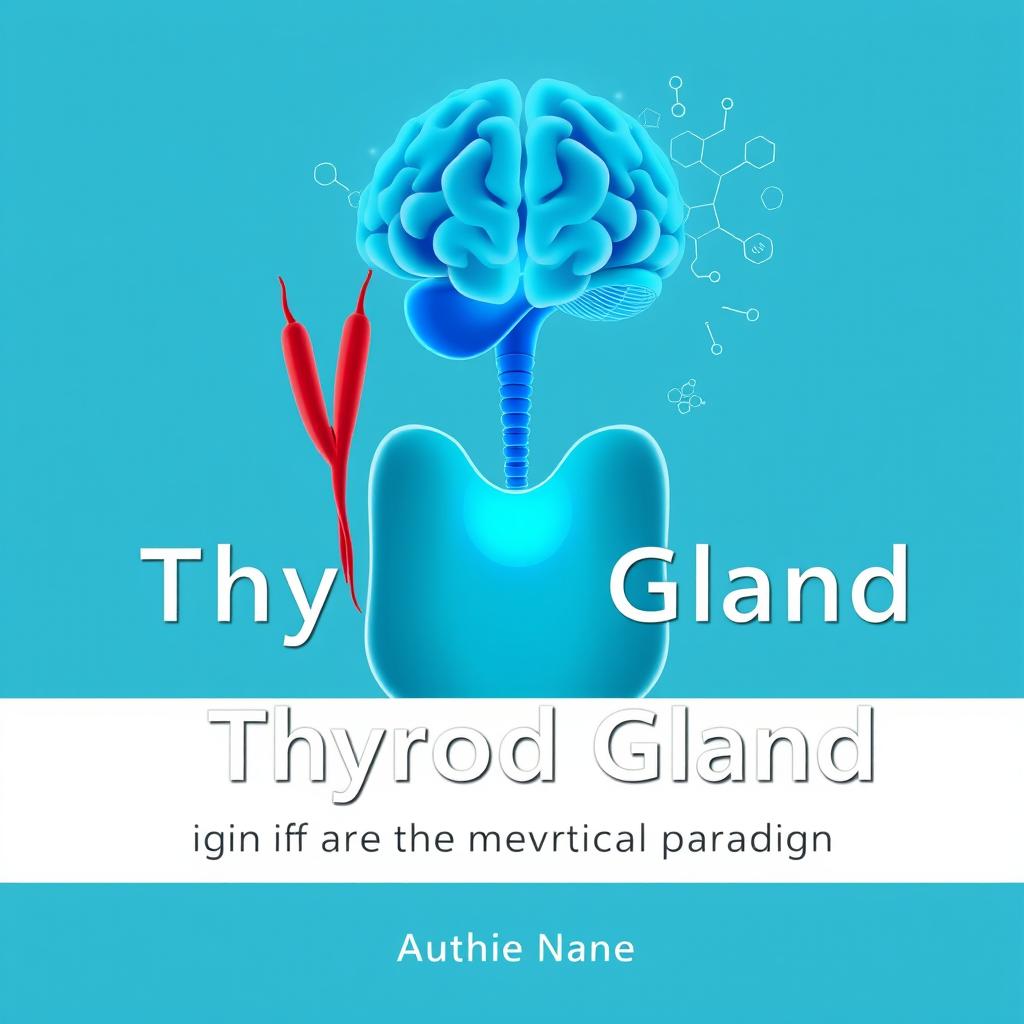 An illustration featuring an anatomical outline of the thyroid gland in soothing medical colors such as blue, green, and white, conveying associations with health and medicine